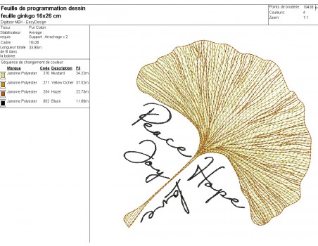 Instant download machine embroidery design ginkgo biloba leaf