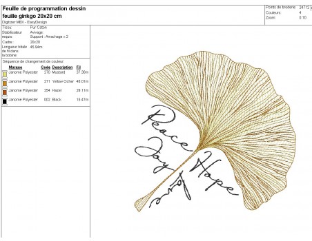 Instant download machine embroidery design ginkgo biloba leaf