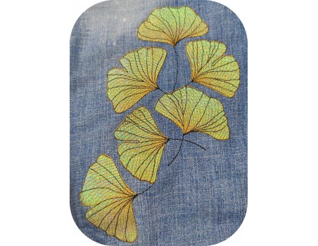 Instant download machine embroidery design mylar leaves  ginkgo biloba