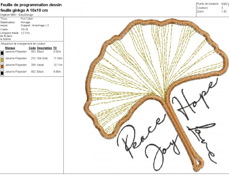 Instant download machine embroidery design applique ginkgo biloba