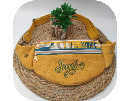 machine embroidery  design ith cross body banana bag customizable