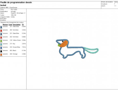 machine embroidery design applique dachshund