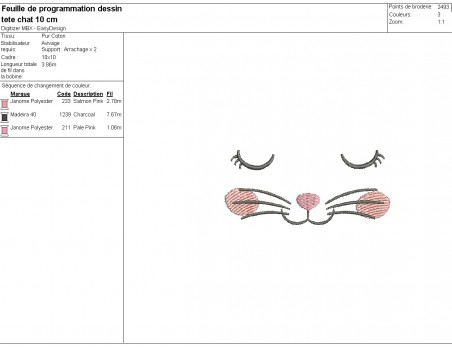 machine embroidery design free sleeping cat head