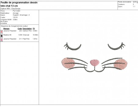 machine embroidery design free sleeping cat head