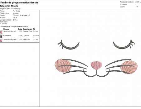 machine embroidery design free sleeping cat head