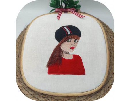 machine embroidery design Manon girl in sweater withhair