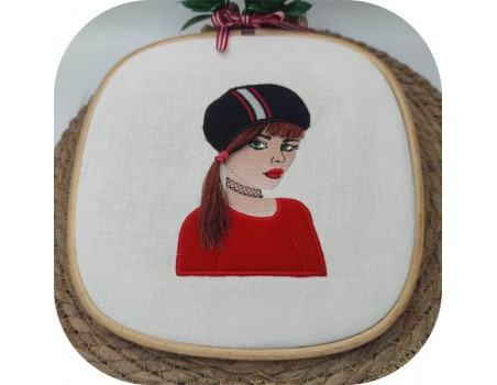 machine embroidery design Manon girl in sweater withhair