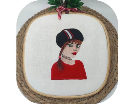 machine embroidery design Manon girl in sweater withhair