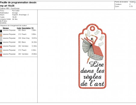 machine  embroidery design ITH bookmark women book
