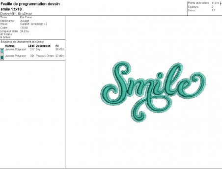 machine embroidery design smile