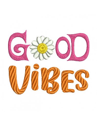 machine embroidery design good vibes