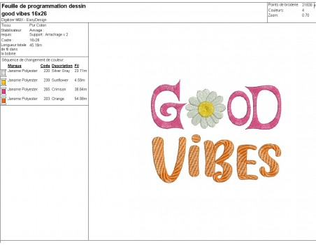 machine embroidery design good vibes