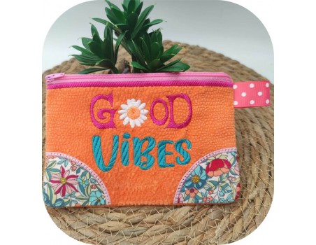 machine embroidery design good vibes