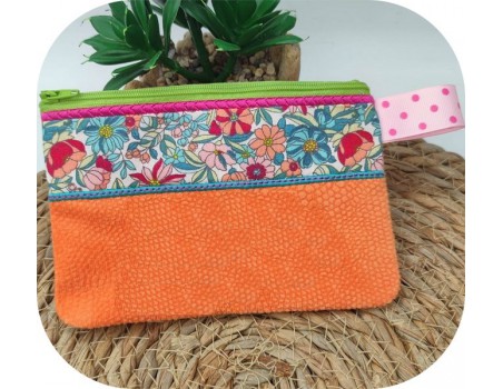 machine embroidery  design ith applied  pencil case top customizable