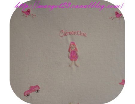 Motif de broderie machine lapin fille 