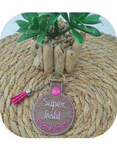 machine embroidery design super teacher  keychain ith