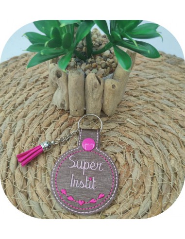 machine embroidery design super teacher  keychain ith