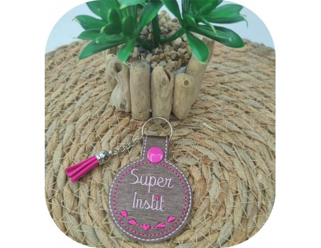 machine embroidery design super teacher  keychain ith