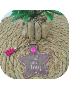 machine embroidery design teacher top keychain ith