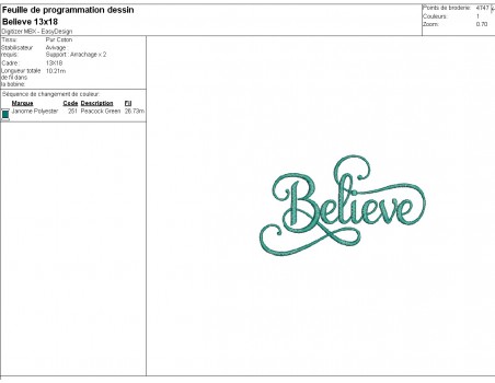 machine embroidery design Believe