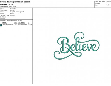 machine embroidery design Believe