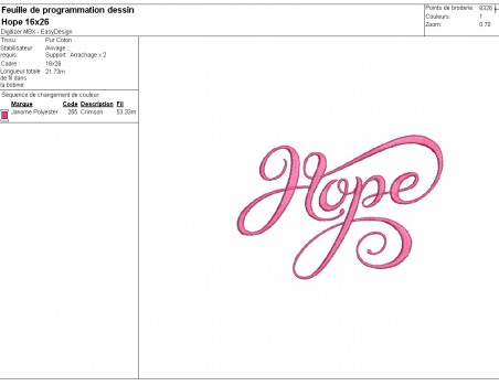 machine embroidery design Hope