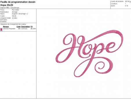 machine embroidery design Hope