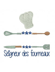 Motif de broderie machine seigneur des fourneaux personnalisable