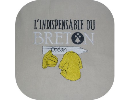 machine embroidery  design Breton waxed rain