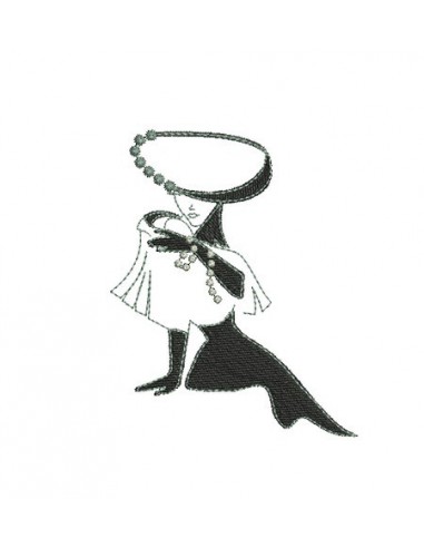 Motif de broderie machine silhouette femme capeline