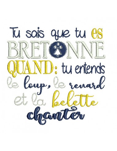 Motif de broderie  machine Bretonne quand