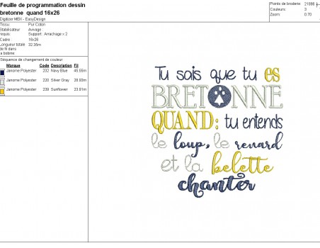 machine  embroidery design Breton