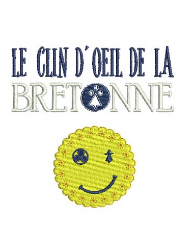 Motif de broderie machine le clin d'oeil de la bretonne