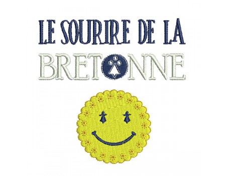 machine embroidery design Breton smile