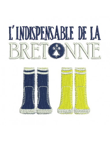 machine embroidery  design Breton rain boots