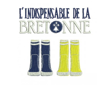 machine embroidery  design Breton rain boots