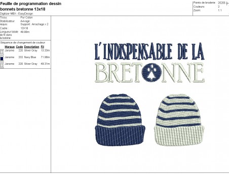 machine embroidery design  wool cap Britain