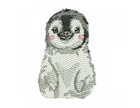 machine embroidery design watercolor pinguin