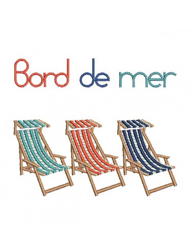 machine embroidery design deckchairs seaside