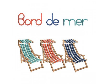 machine embroidery design deckchairs seaside