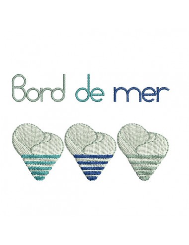 Motif de broderie machine coquillages bord de mer