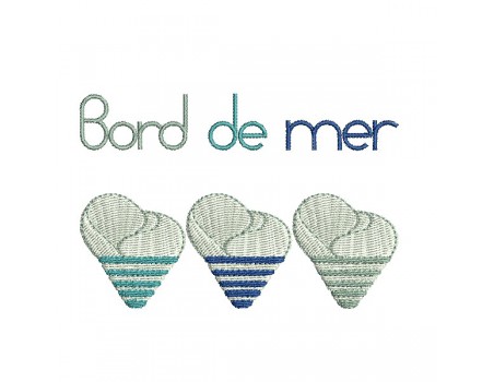 Motif de broderie machine coquillages bord de mer