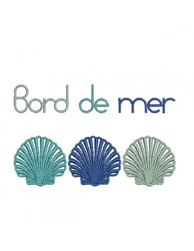 Motif de broderie machine coquilles bord de mer