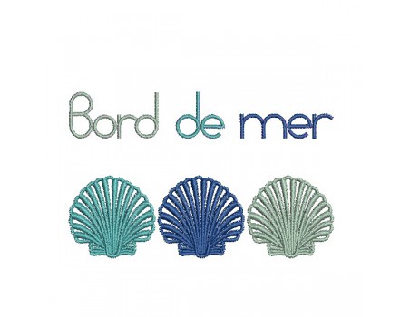 Motif de broderie machine coquilles bord de mer