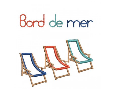 machine embroidery design applique deckchairs seaside