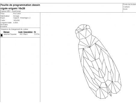 machine embroidery design origami cicada