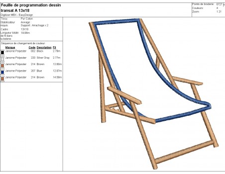 machine embroidery design applique deckchair