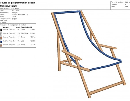 machine embroidery design applique deckchair