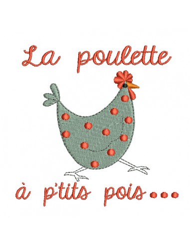 Motif de broderie machine poule à petits pois