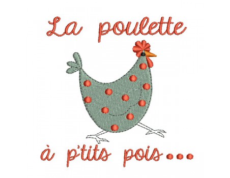 Motif de broderie machine poule à petits pois